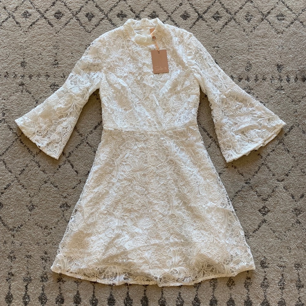 ASOS White Lace Long Sleeve Dress